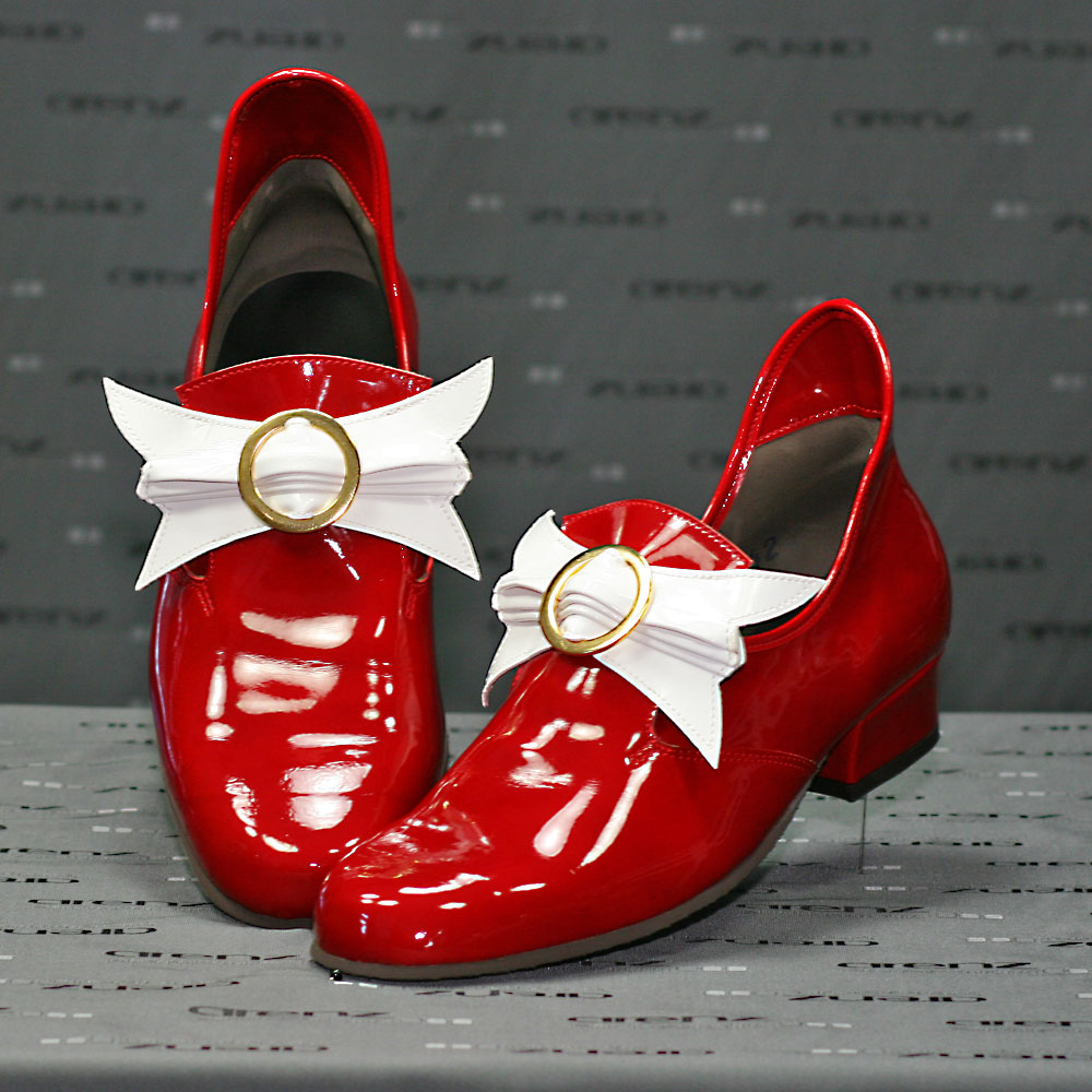 Prinzenschuhe in rot creme mit Schleife in gold